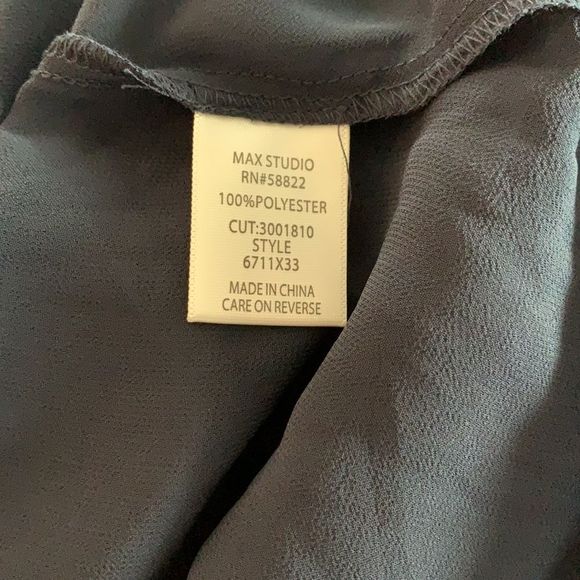 MAX STUDIO Navy Blue Silky 3/4 Sleeve Blouson Blouse - Picture 8 of 10